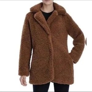 LUCKY BRAND Sherpa Faux Shearling Teddy Fleece Coat Jacket Pecan Women’s S/P